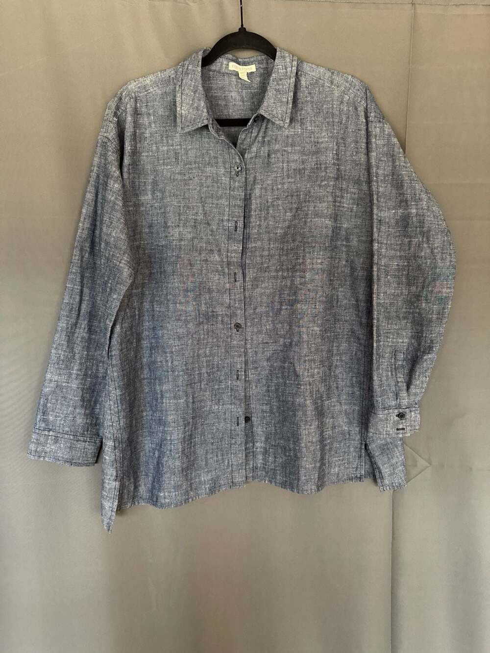 Eileen Fisher Blue Linen Button-Down Shirt Size S/P